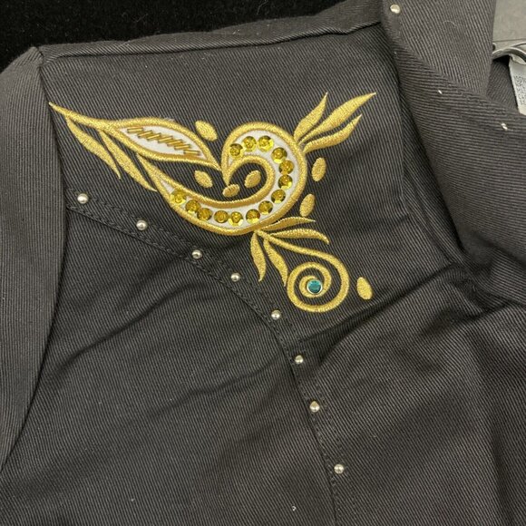 Jen Jen By Darian Vintage Black And Gold Embellished Blazer Jacket - Picture 3 of 7